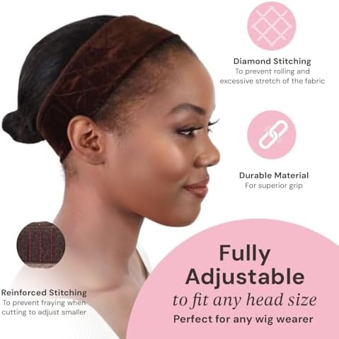 MILANO COLLECTION WiGrip, The Original Comfort Non Slip Wig Grip Band, Adjustable Wig Band for Glueless Support, Tension-Free, One Size Fits All, Chocolate Brown, 1 Pack - Image 3