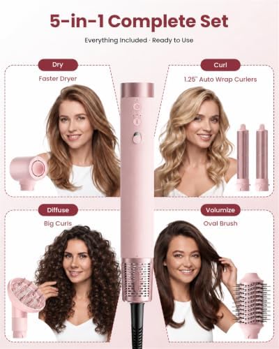 MESCOMB 5-in-1 Hot Air Styler Wrap for Fast Drying and Auto-Wrap Curling - Image 6