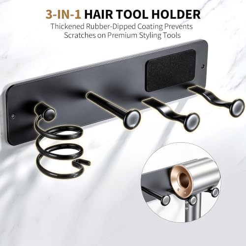 YIGII Hair Dryer Holder Wall Mount, 3-in-1 Organizer for Bathroom - Image 4