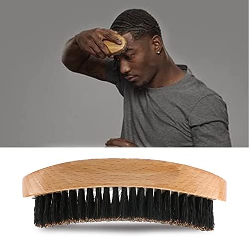 Premium Hard Palm Curved Wave Brush - Medium Hard Brush with Beech and Black Mix Bristles for Men's Hair Styling (Wood Color 2) - Image 6