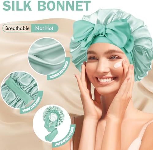 Silk Bonnet for Women,Adjustable Double Layer Sleep Cap - Image 4