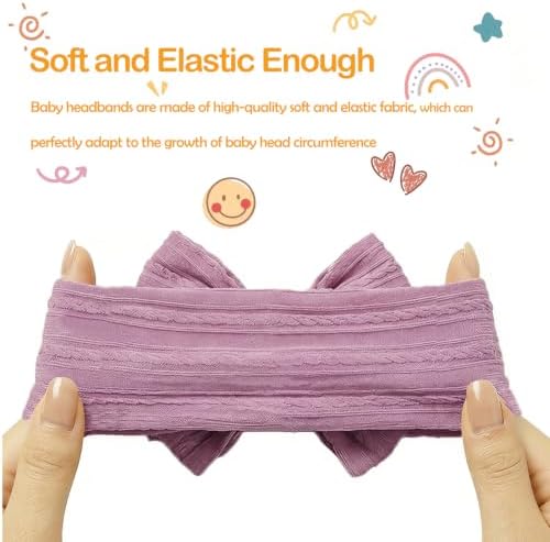 Baby Bows Headbands Soft Nylon Handmade Hair Accessories for Newborn Infant Toddler Kids (3 Mixed Purple, Large) - Image 3