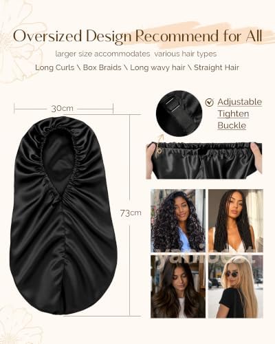 YANIBEST Adjustable Satin Sleep Bonnet, Double Layer Extra Long Hair Bonnet - Image 4