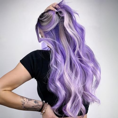 Ms Aloe Glow in the Dark Hair Extensions Light Purple Clip in Hair 22inch Synthetic Straight Hair Clip in Luminous Colored Hair Extensions for Women (10pcs Purple) - Image 2