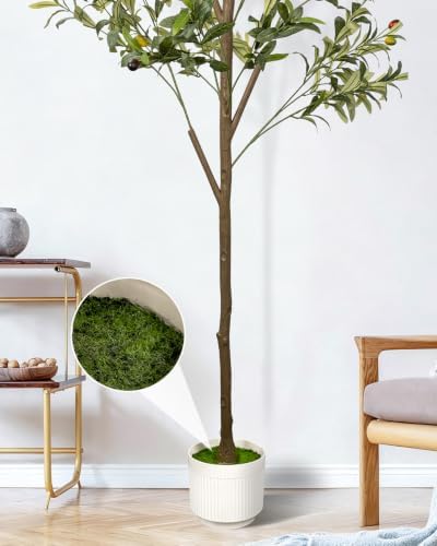 7FT Artificial Olive Tree Indoor Tall Faux with Planter - Image 4