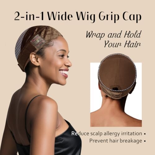 Dreamlover Wig Grip Cap for Glueless Wig, Wig Cap with Grip Band, Brown - Image 3