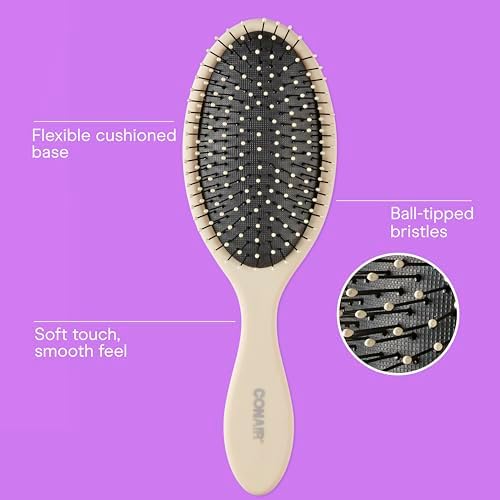 Conair Hair Brush Set, Detangling, Beige, Navy, Coral, 3 Count Full Size (Pack of 8) - Image 2