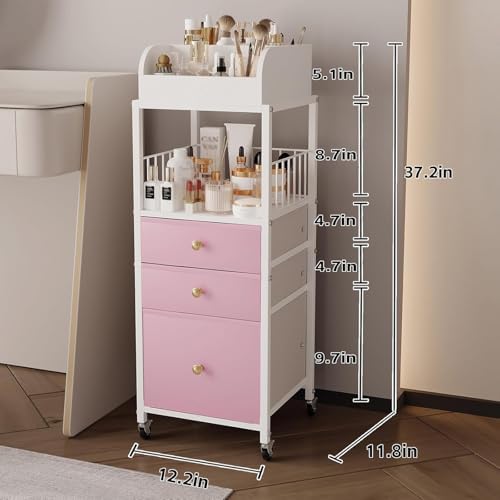 Makeup Organizer Storage Cart with Drawers Rolling Makeup Cart with Wheels - Image 2