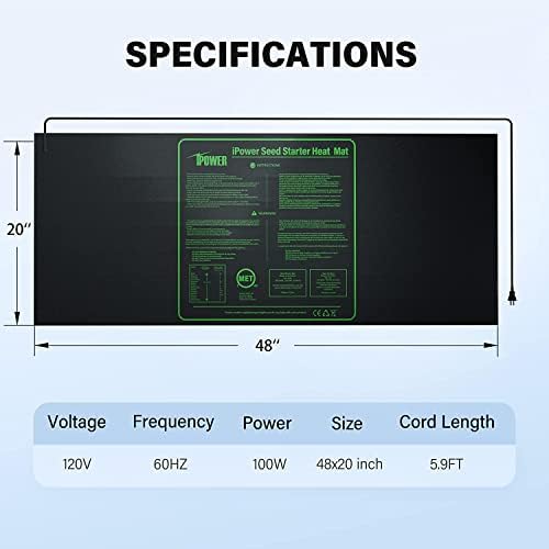 iPower GLHTMTCTRLHTMTL 48" x 20" Warm Hydroponic Seedling Heat Mat and Digital Thermostat Control Combo Set for Plant Germination, Black - Image 2