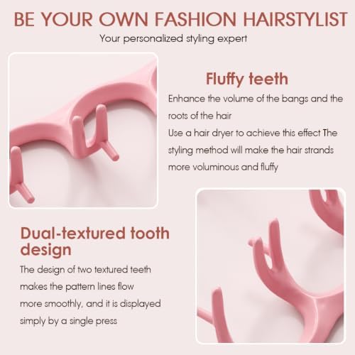 Texture Comb Wide-Tooth Hair Styling Comb for Root Lift,Pink - Image 4