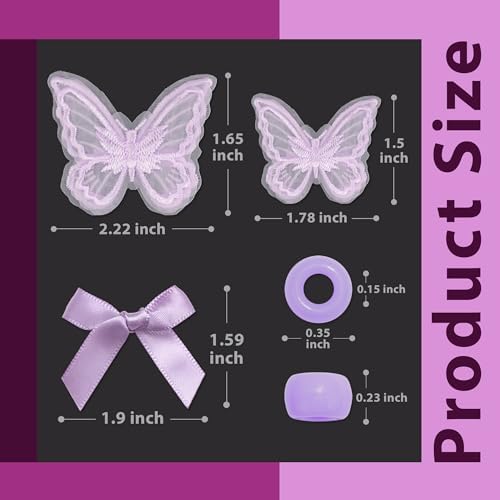 100PCS Gradient Hair Beads for Braids Satin Small Hair Bows Embroidery Butterfly Hair Clips Y2K Hair Accessories for Kids Girls - Image 4