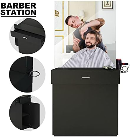 Artist hand Wall Mounted Salon Station with Mirror for Barber, Beauty & Spa - Image 2