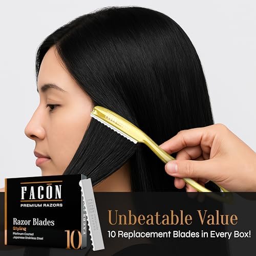 Facón Hair Razors for Cutting Hair - Professional Hair Styling Razor Kit with 11 Replacement Blades, Stainless Steel Hair Cutting Tool for Salon & Home, Premium Hair Thinning Texturizing Faether Razor - Image 5