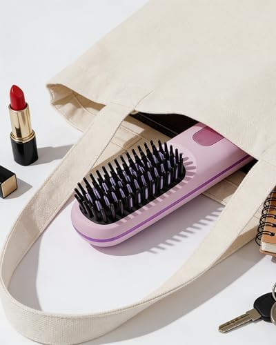 Go Brush Pro for Short Hair, Cordless Hair Straightener Brush (Pink) - Image 6