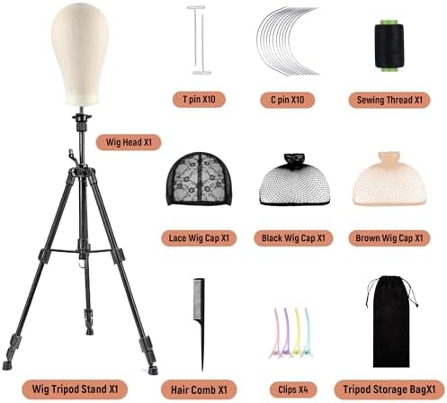 HYOUJIN Heavy Duty Wig Stand with 23" Mannequin Head for Making,Display - Image 2
