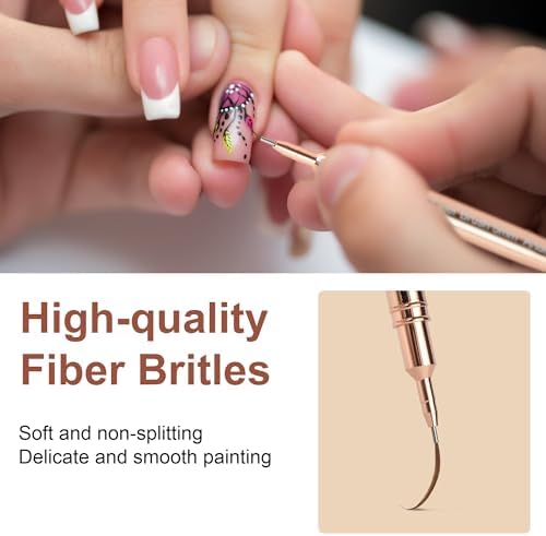 Artdone Metallic Nail Art Pens, Liner Brushes Set, 5PCS Gold Nail Tools - Image 4