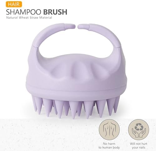 Sndyi Scalp Massager Shampoo Brush, Scalp Scrubber with Soft Silicone Bristles, Scalp Exfoliator for Dandruff Removal, Scalp Massager for Hair Growth, Wet Dry Hair Brush for Scalp Care, Taro Purple - Image 2