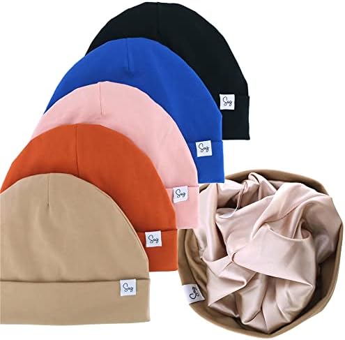 Jersey Beanie Hat for Newborn Baby Boys Girls Silky Satin Lined Hats Bonnet Toddler Infant Little Kids Beanies Caps by Sugarmelon