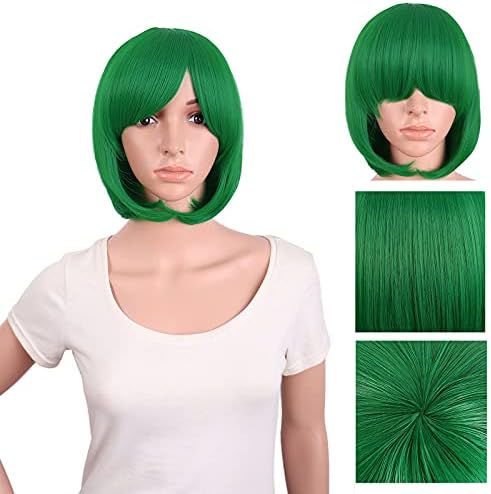 MapofBeauty 12 Inch Women Short Straight Cosplay Party BOB Wig, Grass Green by MapofBeauty