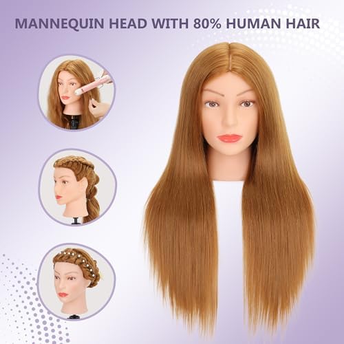 Mannequin Head 80% Human Hair 26-28" #27 for Braiding & Cosmetology - Image 3