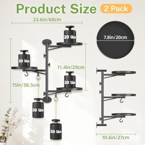 Wall Plant Holder Set of 2, Rotating Window Shelf, 3-Tier Black - Image 3