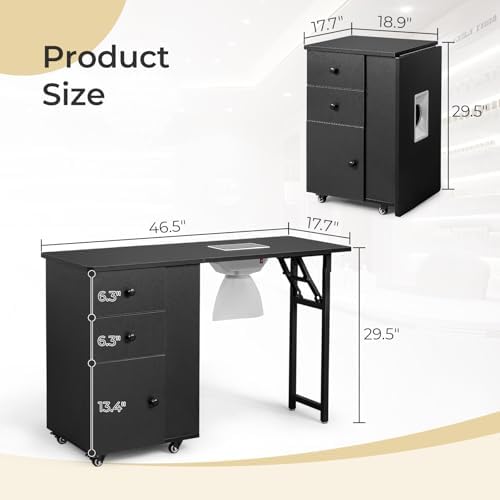 Winado Foldable Manicure Table, Nail Desk for Nail Tech with Dust Collector - Image 2