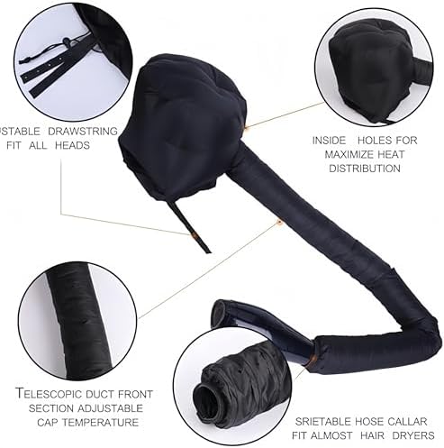 Hair Dryer Bonnet with Plopping Net,Hair Drying Bonnet for Blow Dryer,Portable Home Deep Conditioning Hair Care Hot Cap，Speed Up the Drying - Image 3