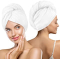 MaopaoBeauty 2 Pack Microfiber Hair Towel Wrap for Women, Hair Drying Towel with Button, Towel Turban,Head Towel to Dry Hair Quickly Lint Free, White by BESTCHOICEFORYOU%EF%BC%81