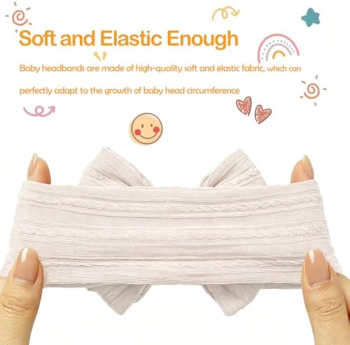 Baby Bows Headbands Soft Nylon Handmade Hair Accessories for Newborn Infant Toddler Kids (3 Mixed Brown, Large) - Image 3