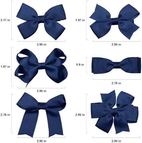 Navy Blue Hair Bow Alligator Clips for Toddler Teen Girls 3" 12 Pack Aesthetic Handmade Grosgrain Ribbon Ponytail Hair Barrettes Kids Birthday Wedding Dress School Uniform Decor Accessory - Image 6
