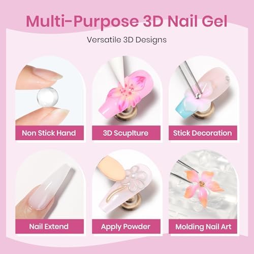 3D Nail Gel Sculpting Gel 4 Colors 3d Gel Nail Art Non Stick Hand Solid Builder Gels Home Manicure, Nail Salon, Nail Charms, Solid, Extension, Carving, Molding Hard Gels - Image 3