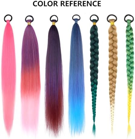 LyoRuSi 2 Pc Braid Ponytail Extension 26'' Pink Braid Extensions for Women - Image 6