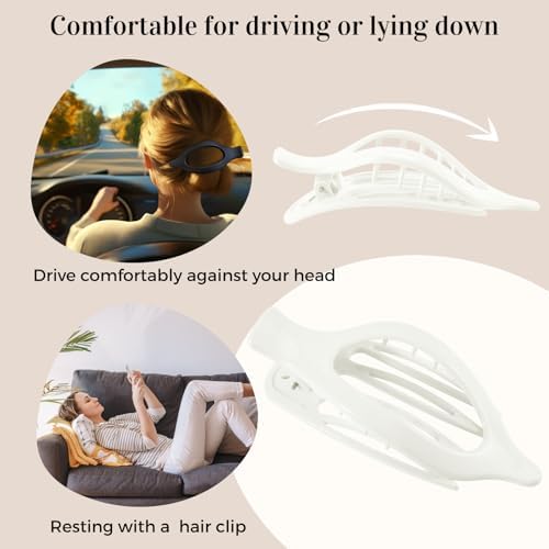 8 Pack Glossy White Flat Hair Clips for Women – Sleek Non-Slip Claw Clips with Strong Hold, Minimalist Hair Accessories for Bridal, Office, or Everyday Wear - Image 4