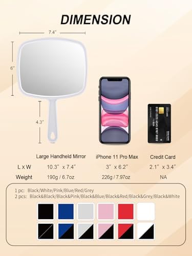 Gladmart 10.3" L x 7.4" W Hand Mirror with Handle, White - Image 2