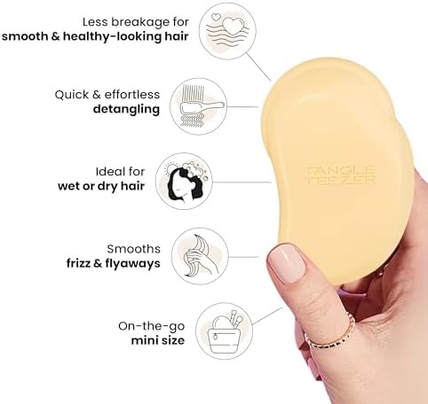 Tangle Teezer Original Detangler Mini Hair Brush, Buttercup Yellow - Image 4