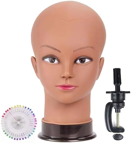 Bald Female Mannequin Head 22 Inches Big Head Circumference Makeup Training Head Wig Head Professional Cosmetology for Wig Making and Display Hat Helmet Glasses Display Head Model with Clamp Stand by Unknown
