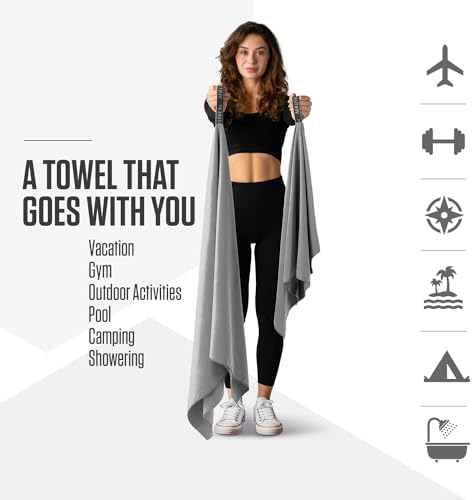 VENTURE 4TH Quick Dry Microfiber Towel for Camping & Gym -Light Gray Medium - Image 2