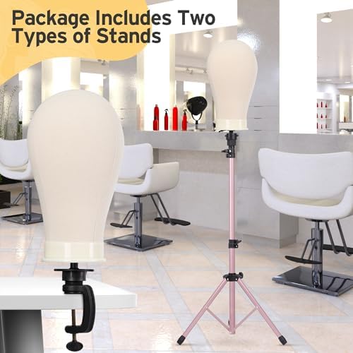 Klvied Reinforced Wig Mannequin Stand with Head Set,Rose Golden - Image 4