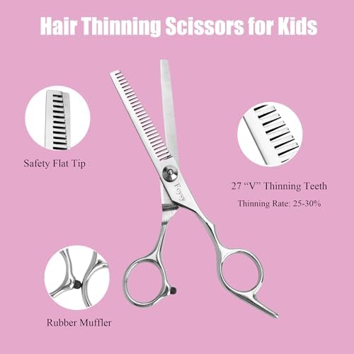 Hair Cutting Scissors Thinning Shears Set for Kids, Fcysy 6 in Children Safety Round Tip Haircut Shears Kit, Stainless Steel Hair Cutting Tools for Toddlers, Boys & Girls Home Use Grooming - Image 3