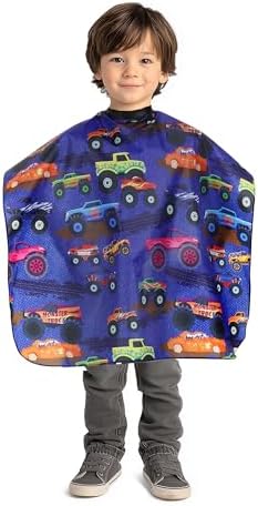 Monster Truck Barber Cape - Toddler Little Kids Size For Hair Cutting by PlumHill
