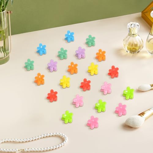 Mini Flower Hair Clip Flower Clips,Colorful Mini Hair Claw,for Women, Girls,Baby, Toddler Bangs Strong Grip Small Tiny Rainbow Hair Clips (100, Assorted) - Image 7