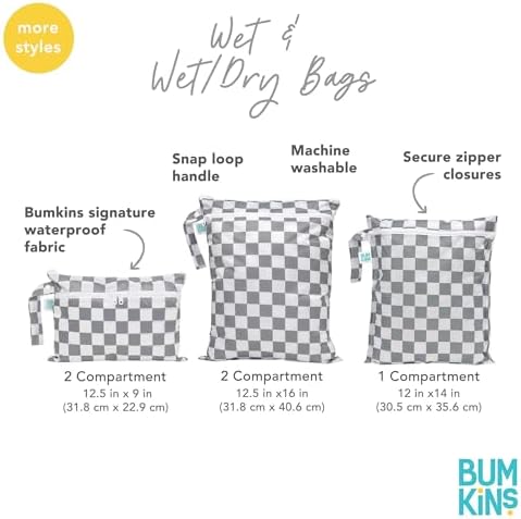 Bumkins Waterproof Wet Bag for Baby, Travel, Swim Suit, Cloth Diapers, Pump Parts, Pool, Beach, Gym Clothes, Toiletry, Hook to Stroller, Daycare, Zipper Reusable Wetdry Packing Pouch, Yoga Pals - Image 5