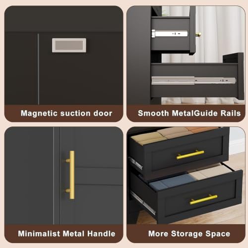 Tall Metal Narrow Storage Cabinet 67" H with 2 Drawer, Black Pantry Cabinets with 3 Adjustable Shelves and Door,Tall Bathroom Cabinet for Kitchen, Home Office, Living Room, Dining Room - Image 4