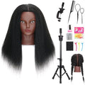 16" Mannequin Head Human Hair for Braiding Styling with Tripod Set by MannequeenHead