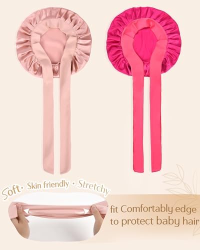 YANIBEST 2 PCS Soft Satin Bonnet, Overnight Protection, Kids Toddler Baby - Image 3