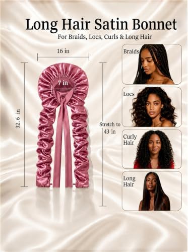 Double Layer Slik Like Satin Bonnet, 33-43" XXL Bonnet for Braids Long Hair - Image 4