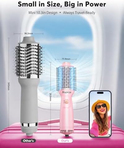 Bopcal Dual Voltage Hair Dryer Brush, 2 Inch Mini Blowout Brush - Image 2