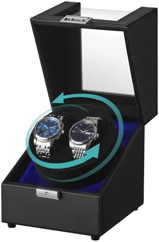 SONGMICS Automatic Double Watch Winder Box, Quiet Motor, LED Light, Lock by SONGMICSbySONGMICSHOME