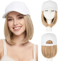 SEGO Baseball Cap with Hair Extensions for Women Synthetic Hair Attached Short Straight Hairpiece White Baseball Cap Wig Adjustable Hat Wigs for Women 6 Inch 16P613 Ash Blonde Mix Bleach Blonde by SEGO