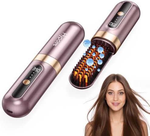 Go Brush Pro 2026,Cordless Hair Straightener Brush, Ionic & Anti-Frizz, Ceramic Tourmaline MCH Fast Heating, Anti-Scald, Type-C Fast Charging, Portable Cordless Hair Straightener Brush for Women by Unknown